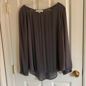 LOFT Elegant Gray Pleated Blouse